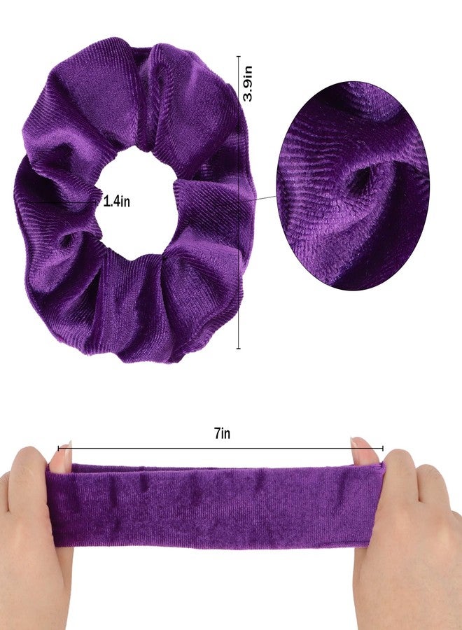 Semato 2 Pcs Velvet Dark Purple Scrunchies Hair Ties Scrunchies for Women Girls Hair Accessories Elastic Hair Ponytail Holder - Image 2
